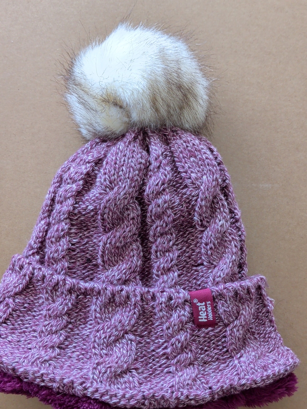Youth Pink Knit Pom-Pom Beanie